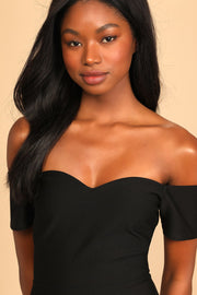 Black Off-the-Shoulder Midi Dress