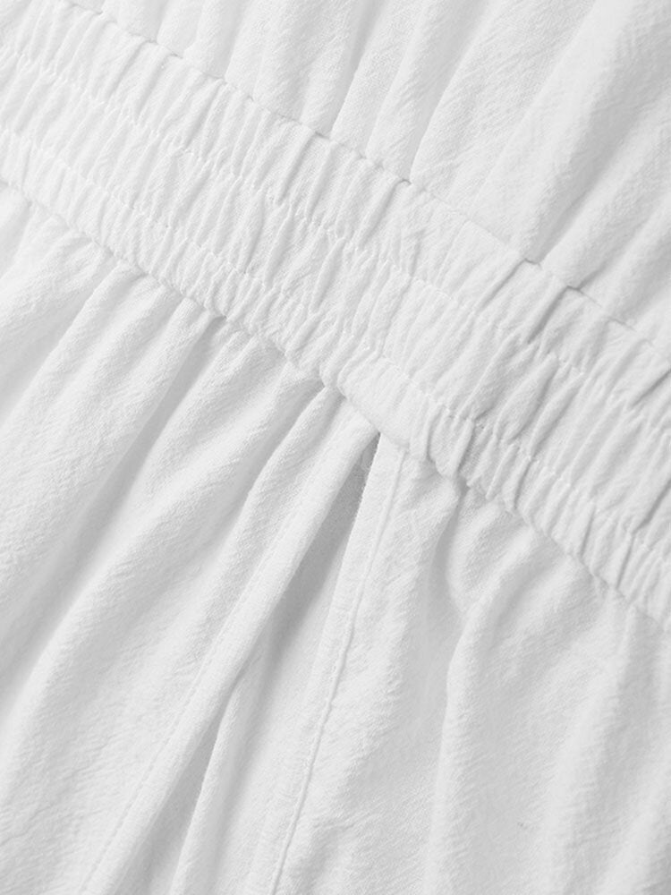 Solid Color Knotted Pocket High Waist V-Neck Sleeveless  Women Romper