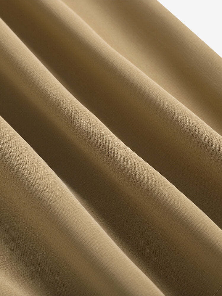 Solid Pocket Elastic Waist Back Pants For Women