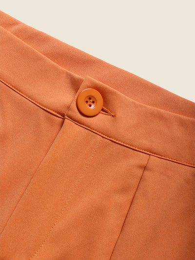 High Waist Solid Double Slit Hem Bootcut Leg Pants