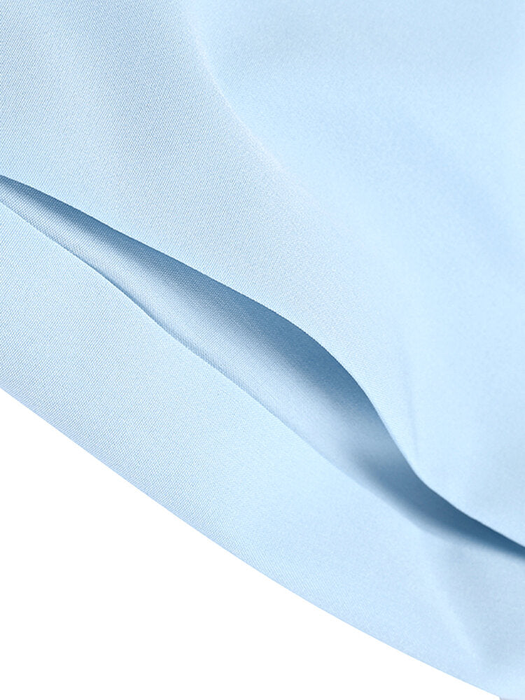 Solid Split Hem High Waist Pleats Full Length Pants