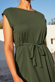 Short Sleeve Belted Women's Dress