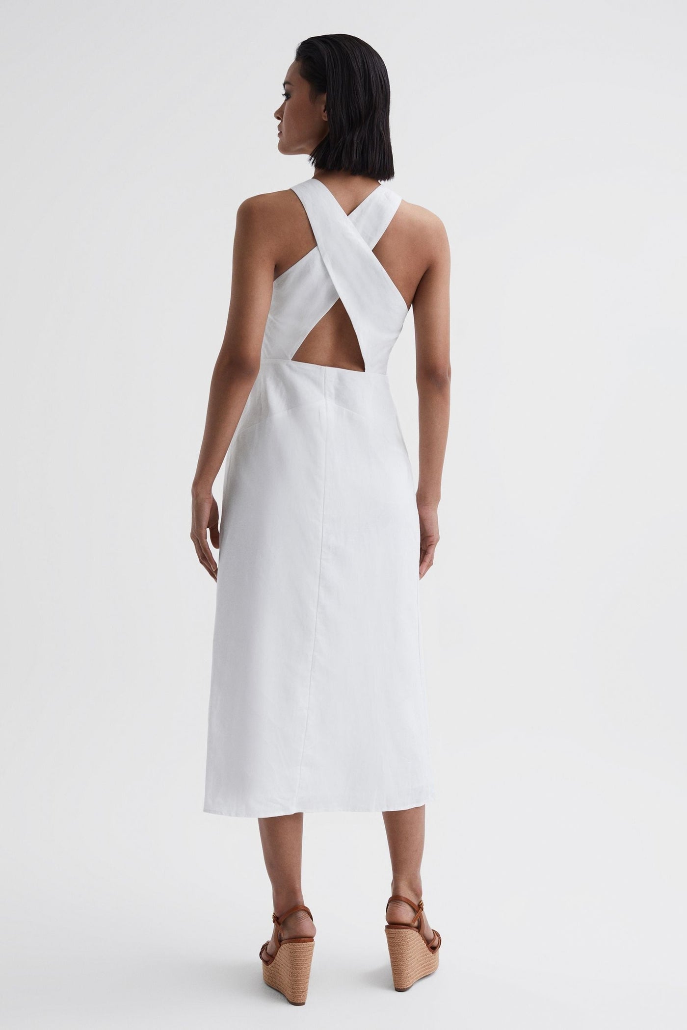 Deep V-neckline Wome Midi Dress