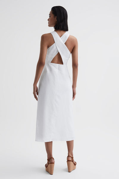 Deep V-neckline Wome Midi Dress