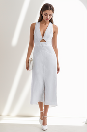 Deep V-neckline Wome Midi Dress