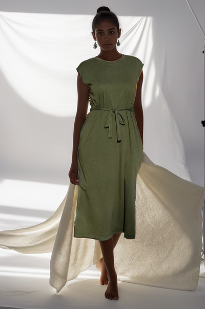 Short Sleeve Belted Women's Dress