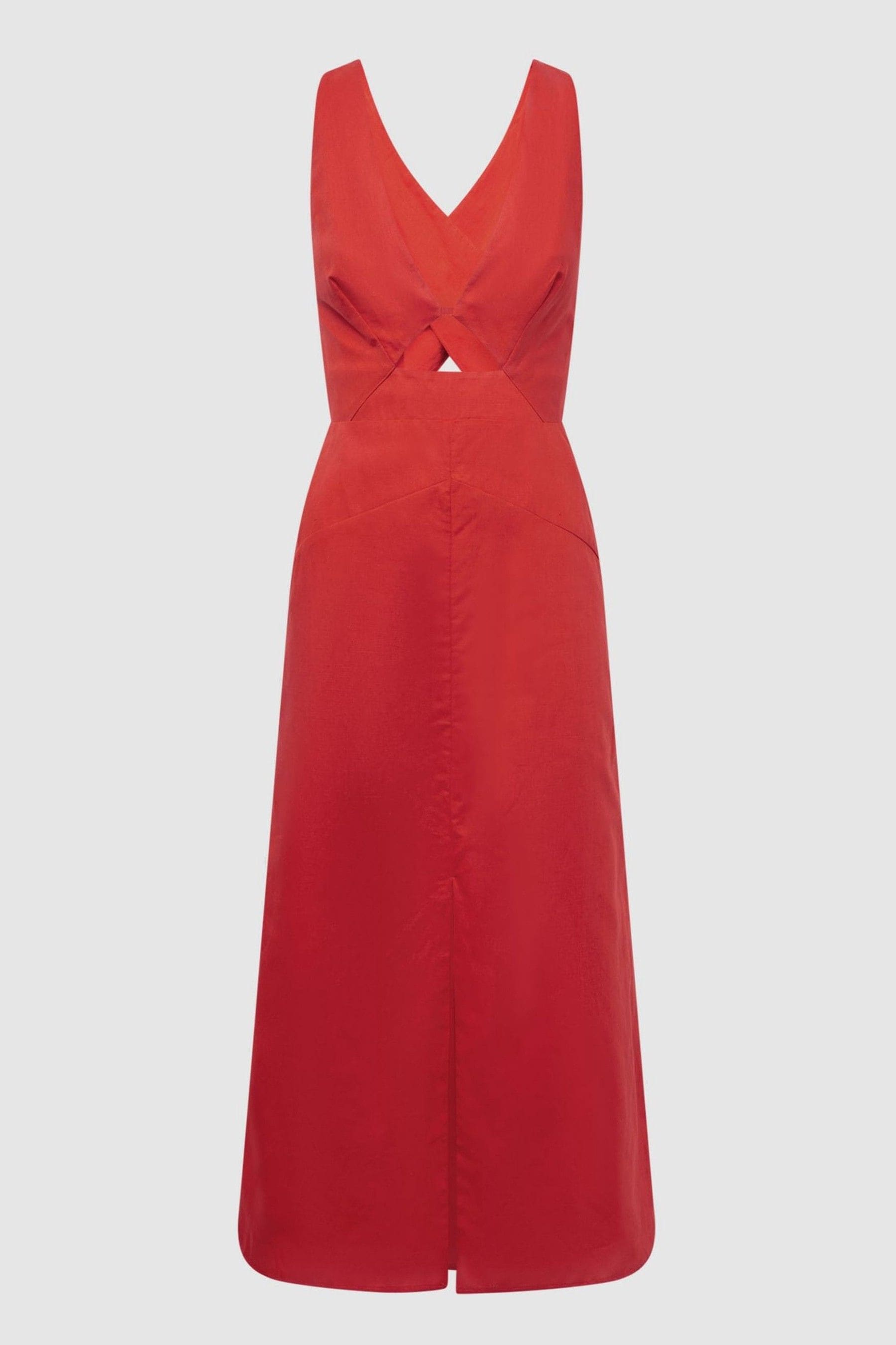 Deep V-neckline Wome Midi Dress