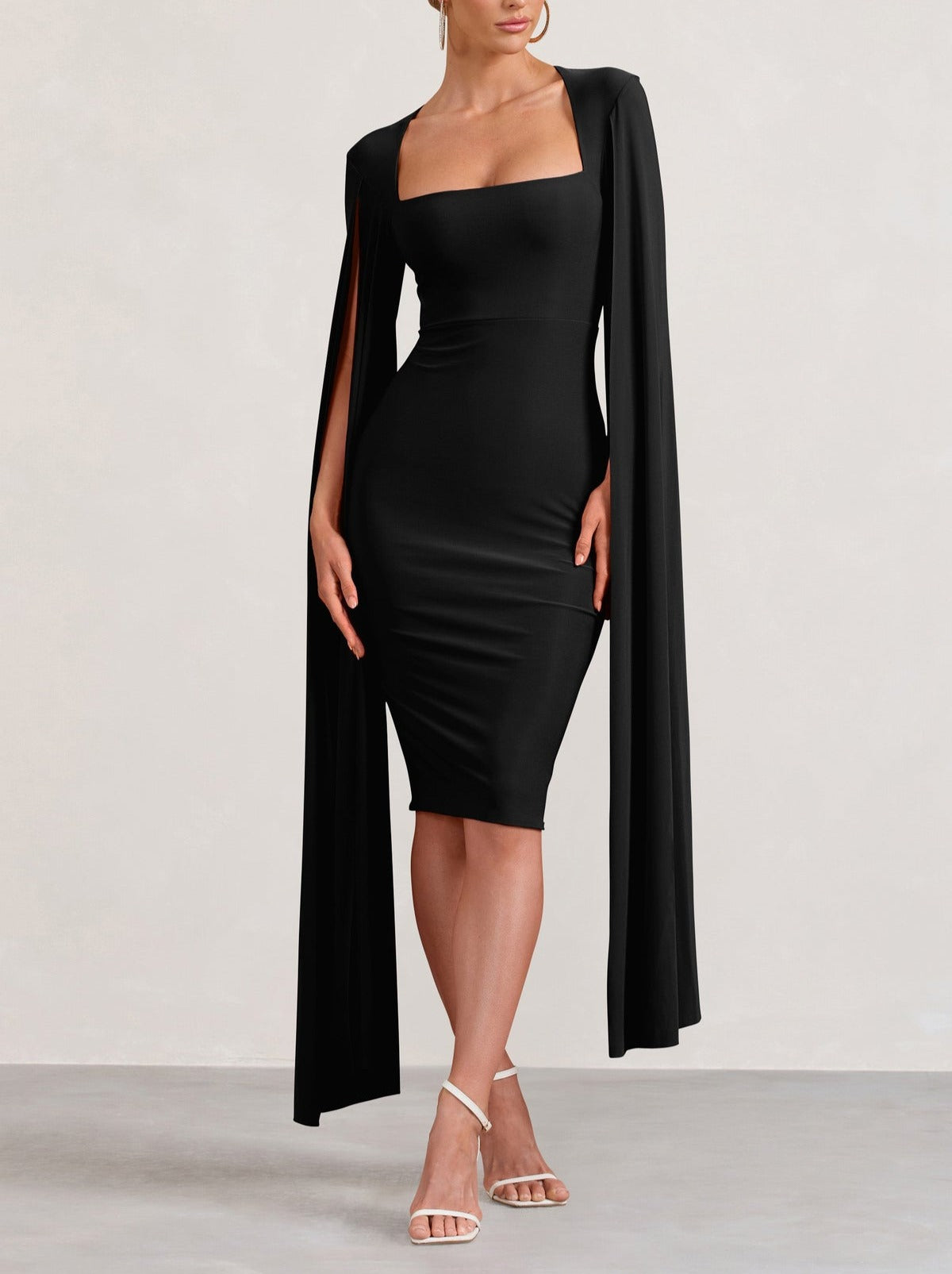 Gorgeous Midi Dress with Cape Sleeves