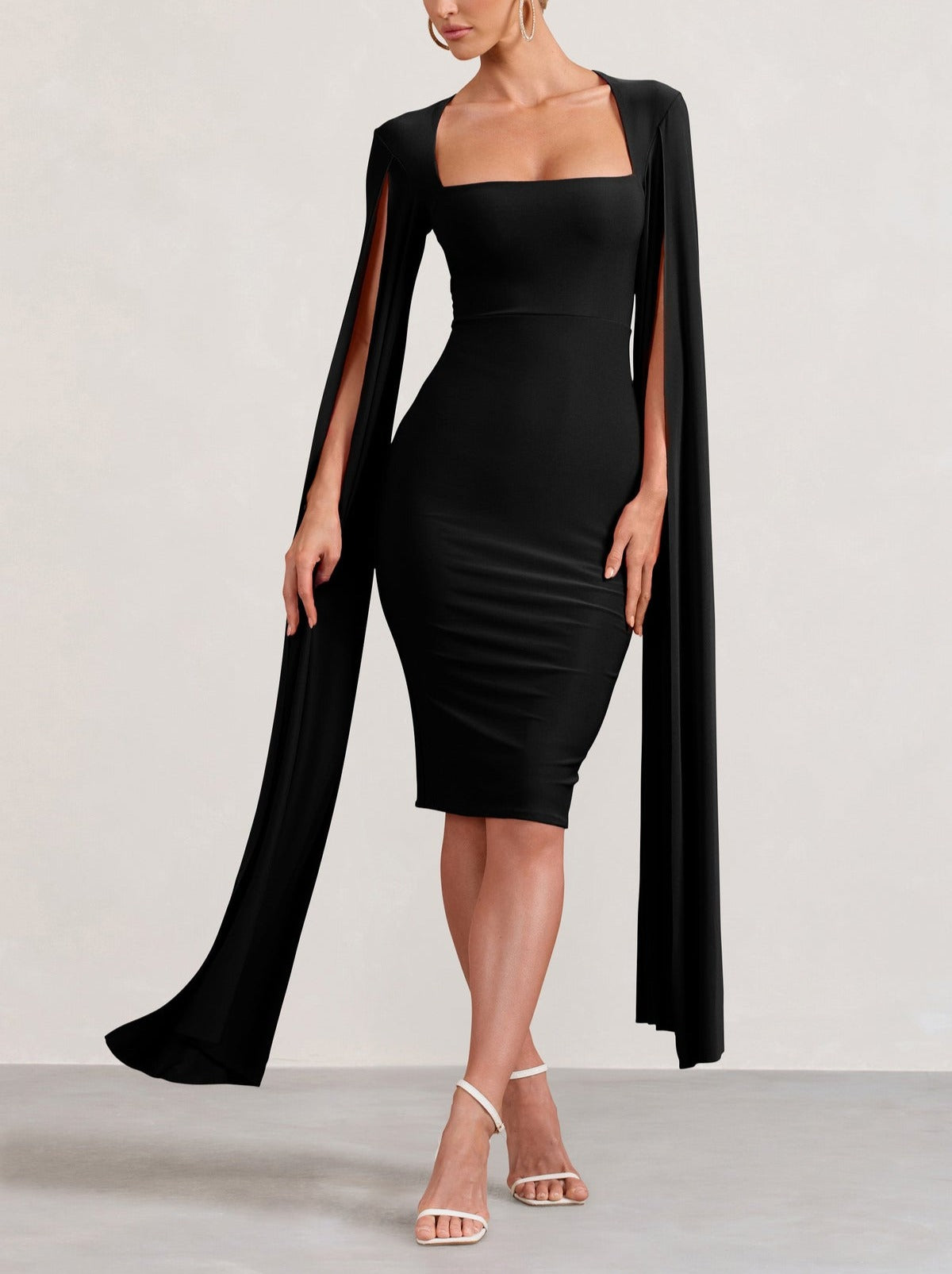 Gorgeous Midi Dress with Cape Sleeves