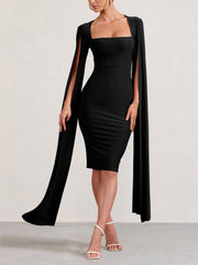 Gorgeous Midi Dress with Cape Sleeves