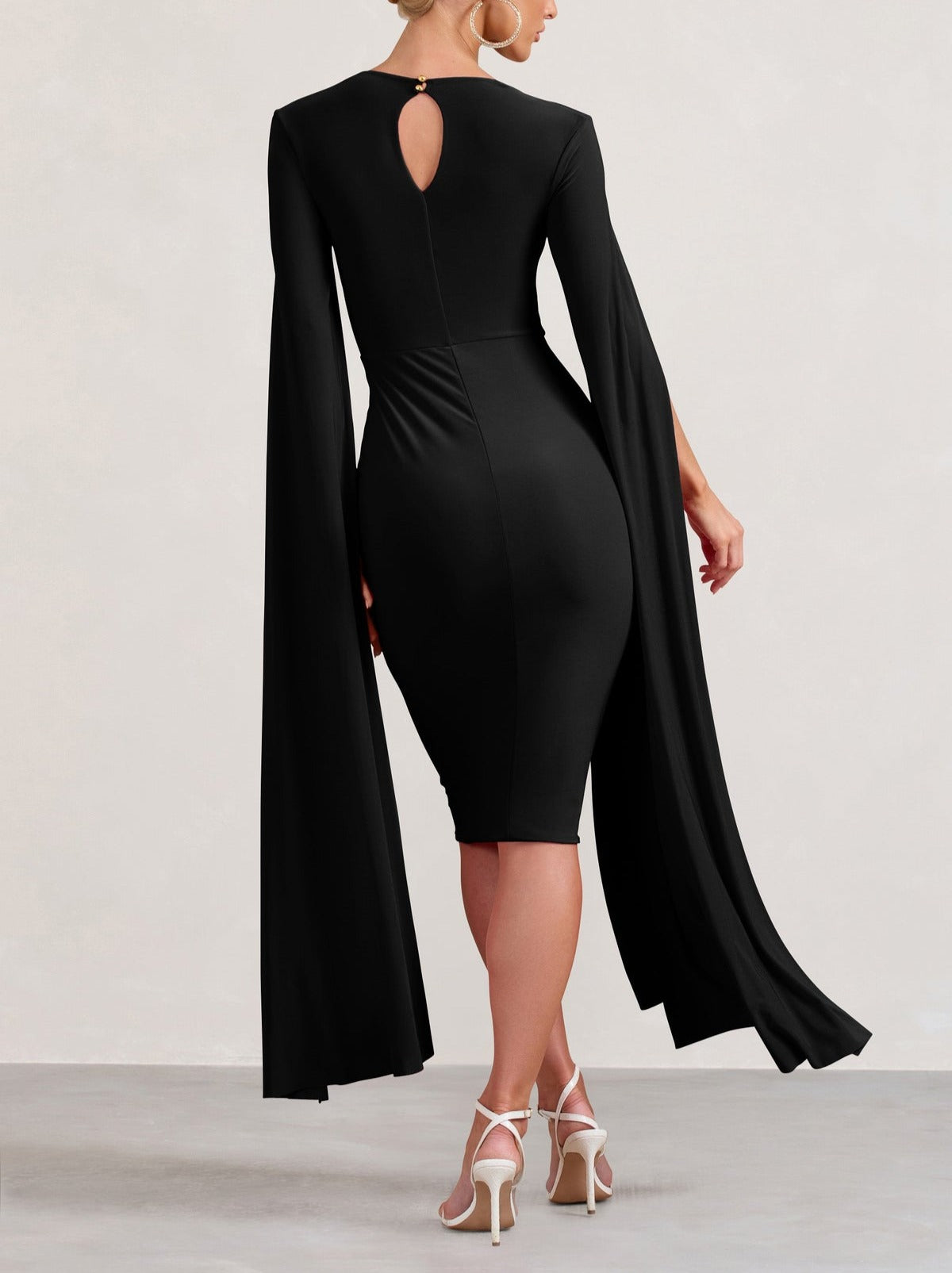 Gorgeous Midi Dress with Cape Sleeves
