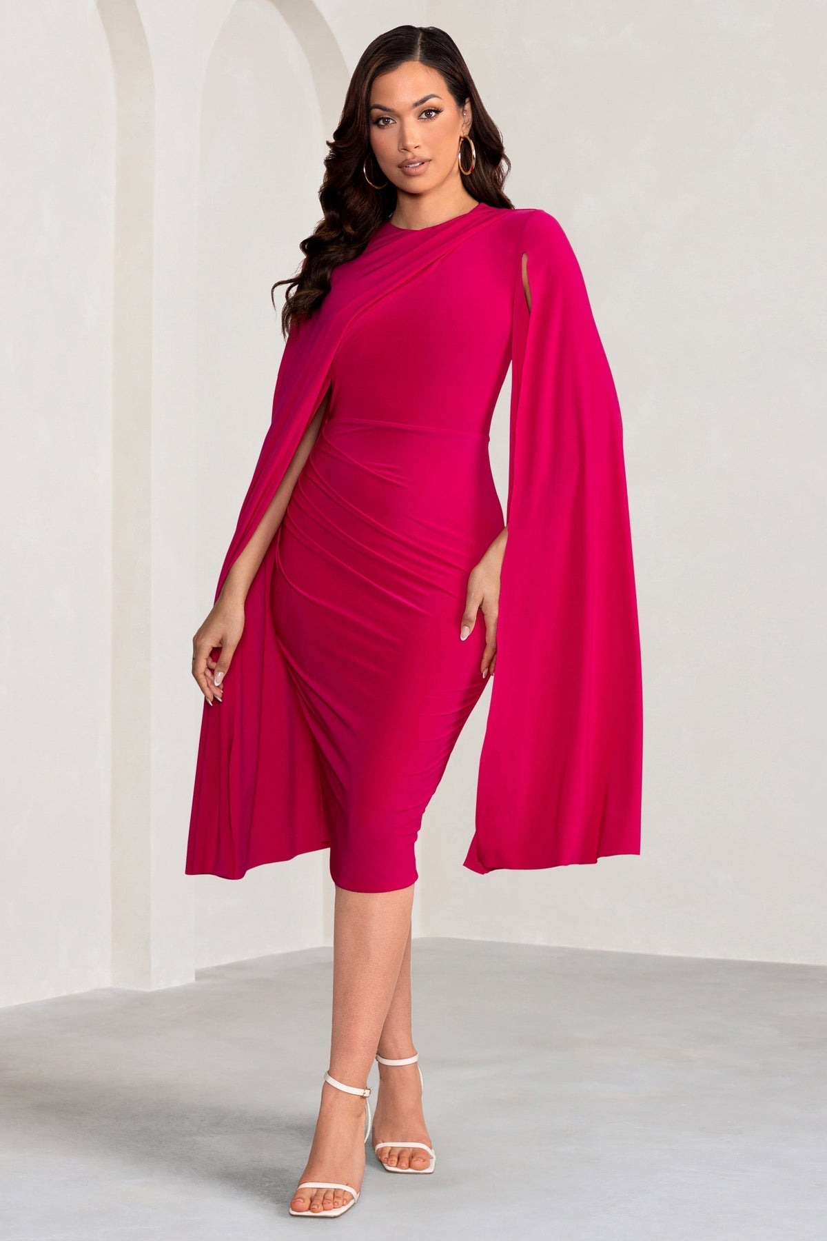Asymmetric Cape Midi Women's Dress