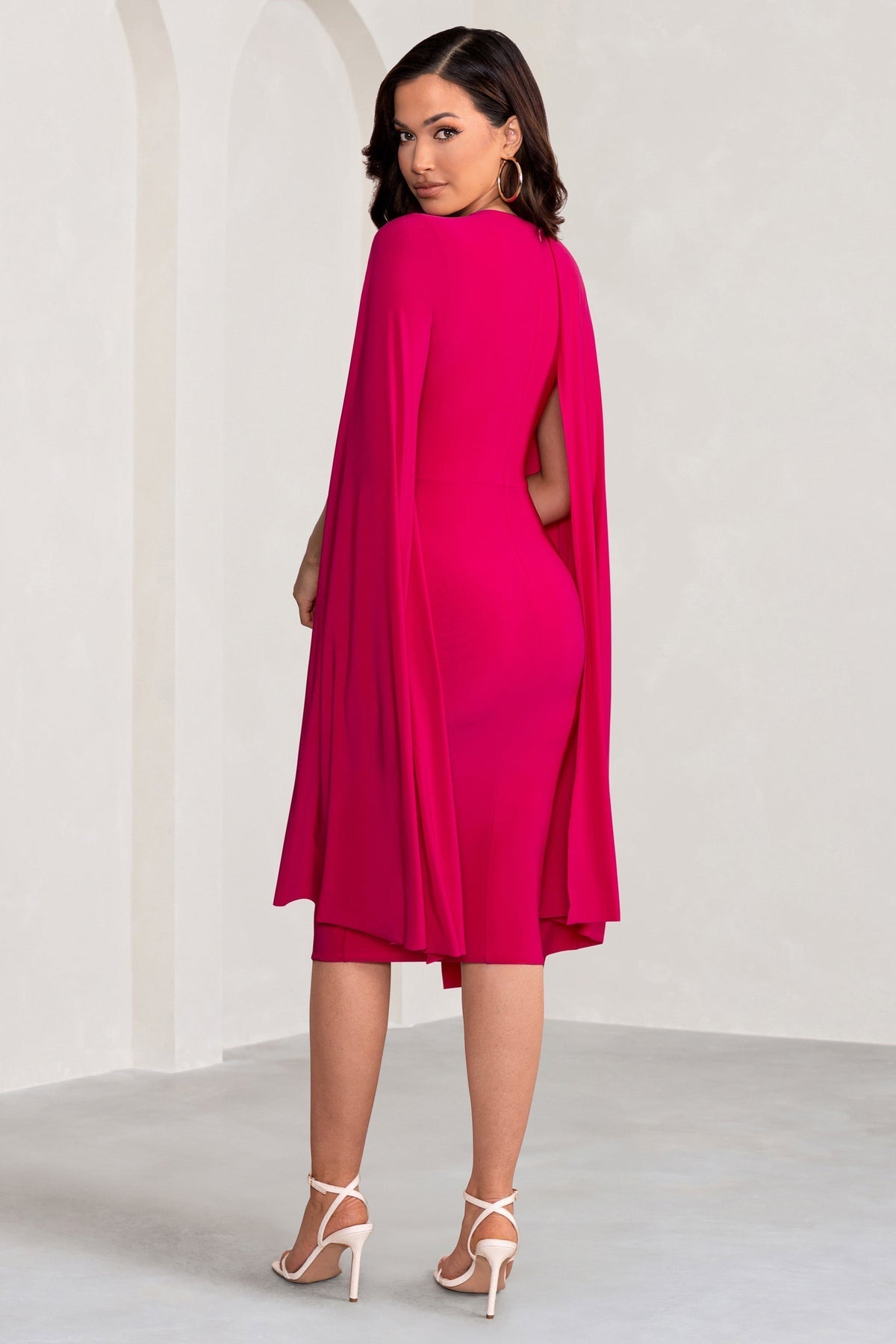 Asymmetric Cape Midi Women's Dress