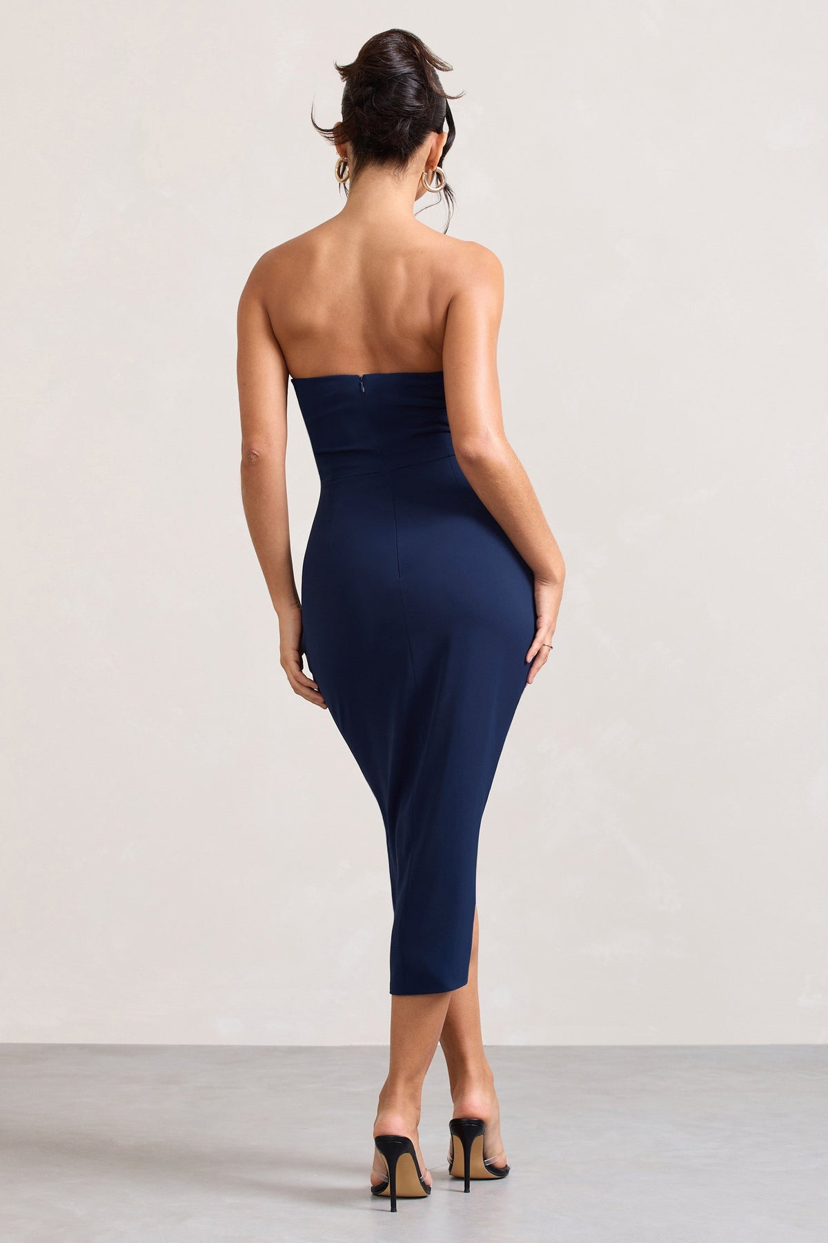 Navy Bandeau Midi Dress