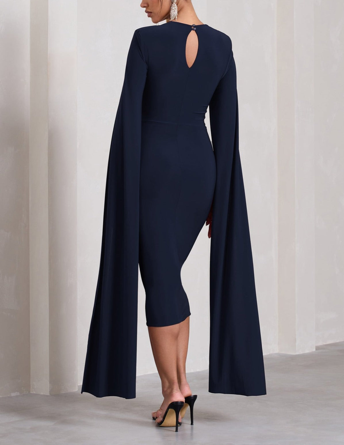 Gorgeous Midi Dress with Cape Sleeves