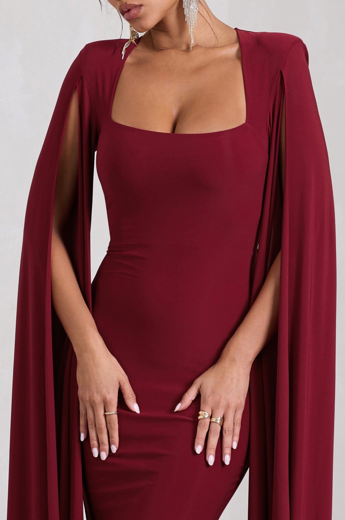 Gorgeous Midi Dress with Cape Sleeves