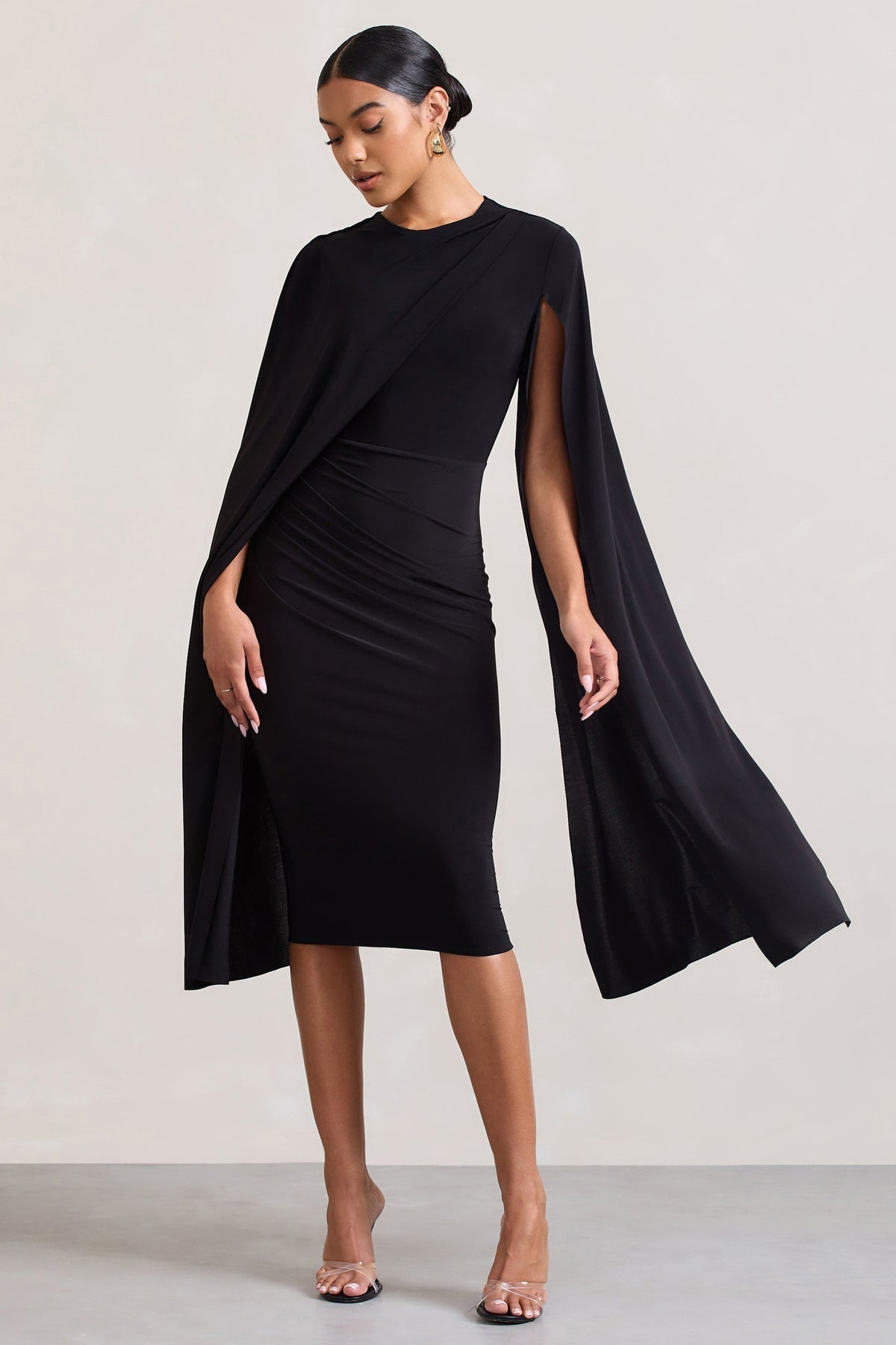 Asymmetric Cape Midi Women's Dress