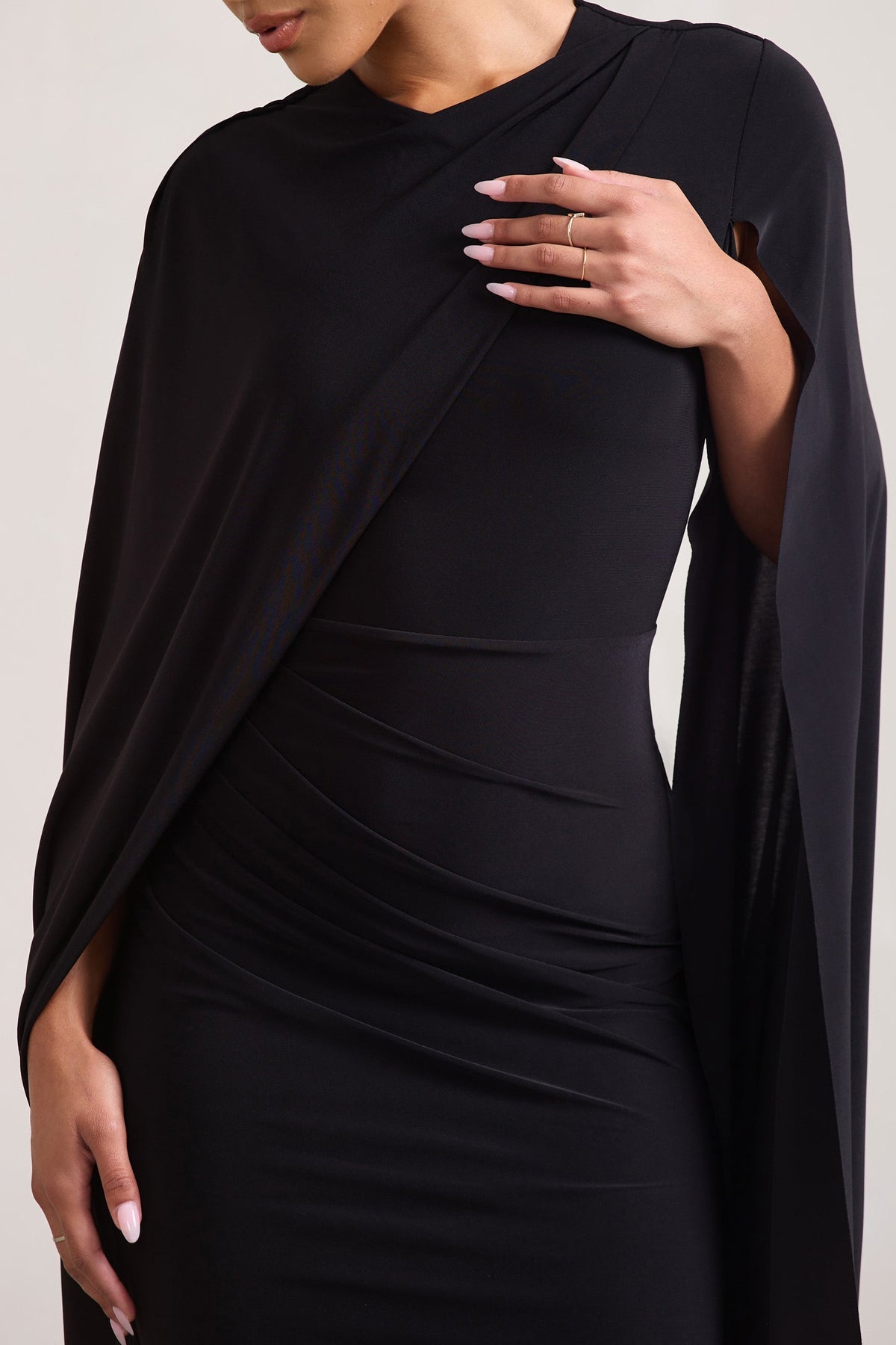 Asymmetric Cape Midi Women's Dress