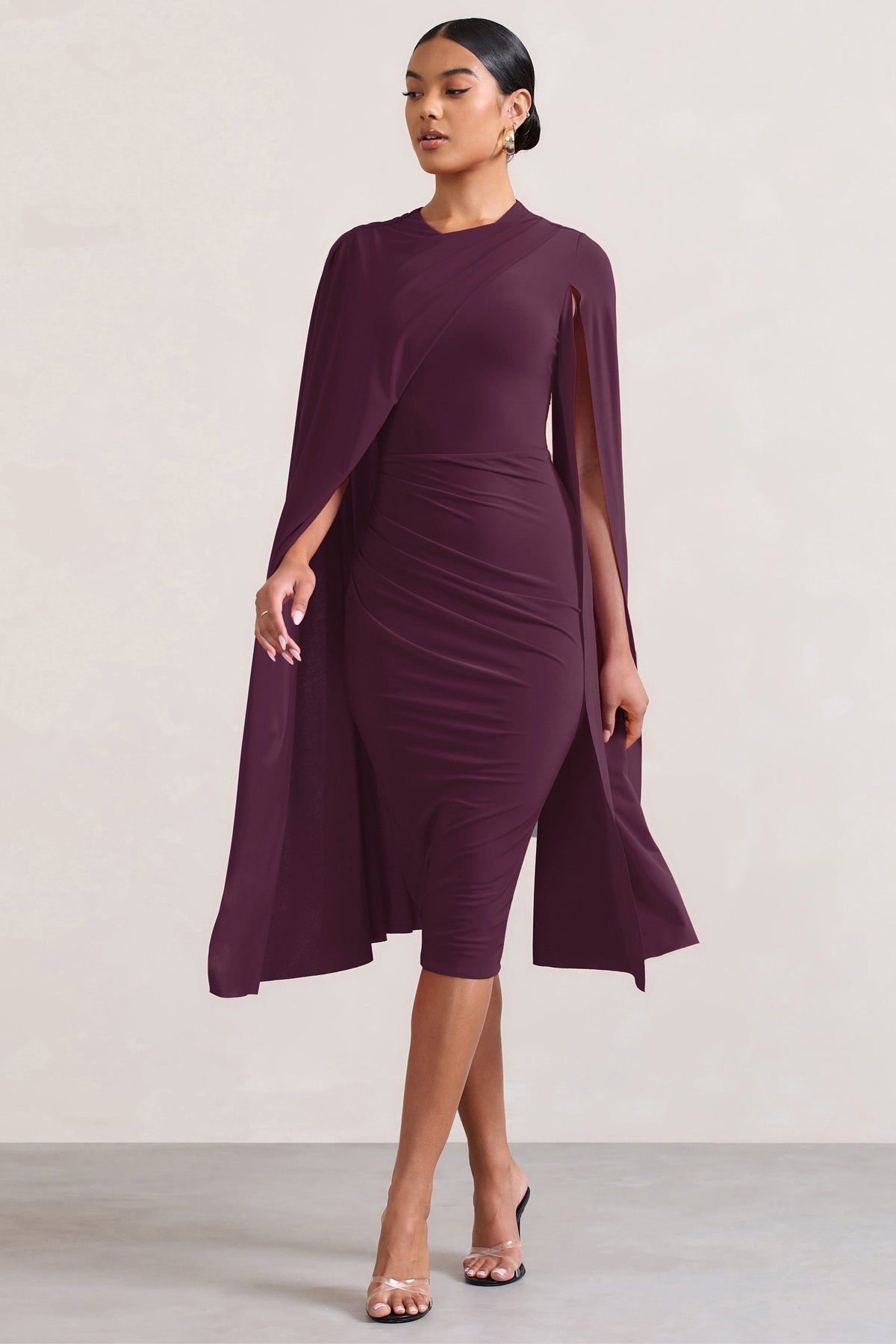 Asymmetric Cape Midi Women's Dress