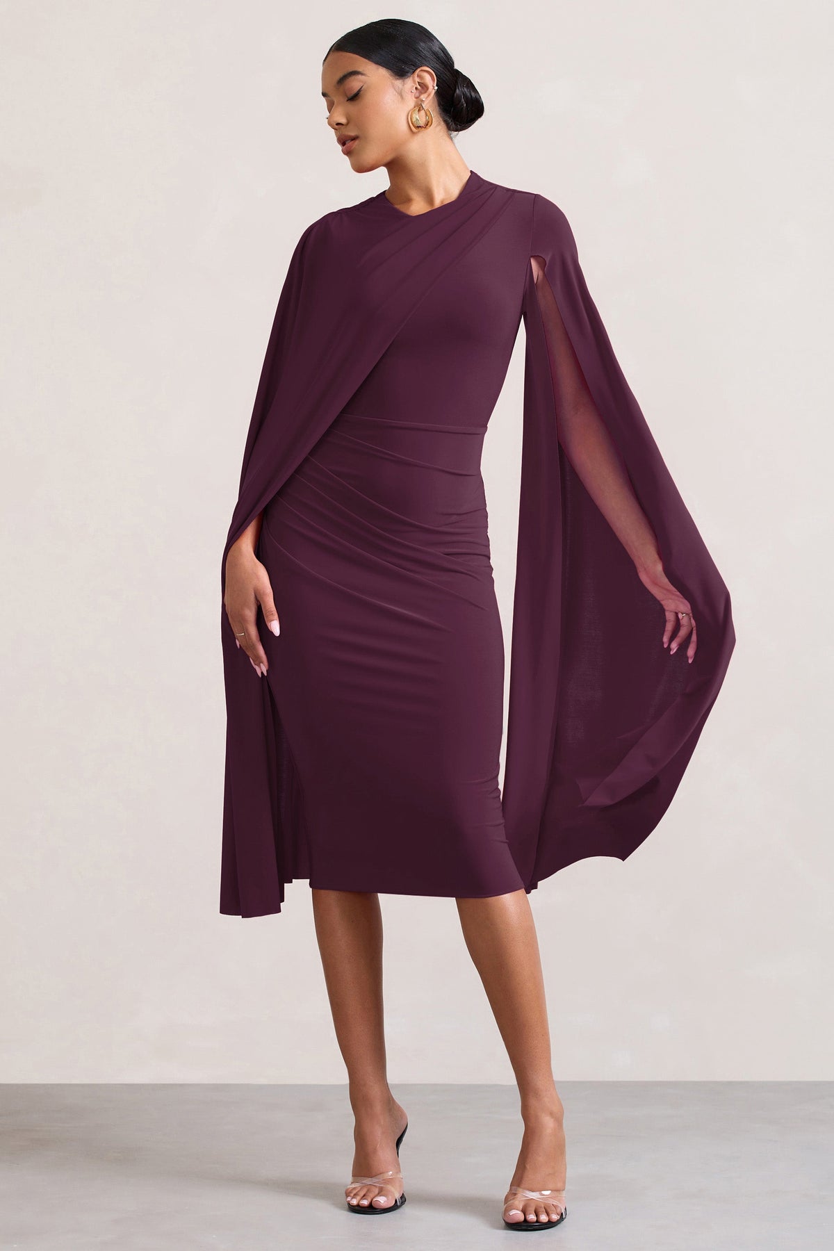 Asymmetric Cape Midi Women's Dress