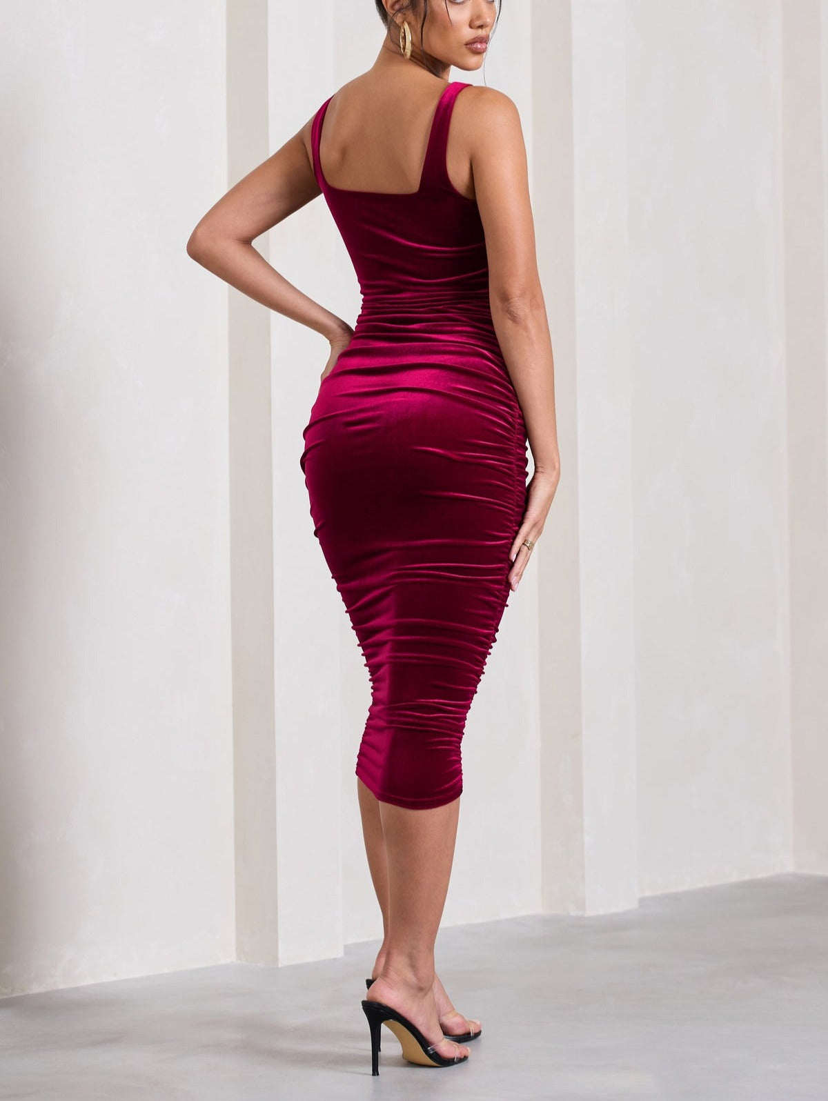 Delicate Velvet Bodycon Midi Dress