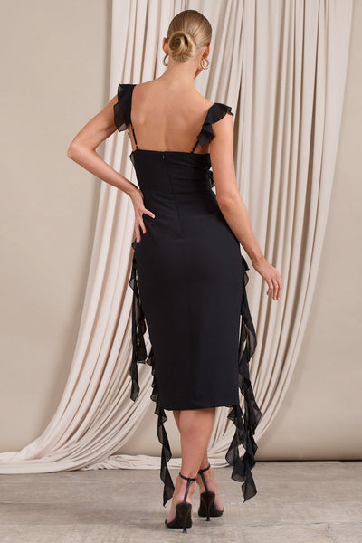 Women's Midi Dress Cowl Ruffle