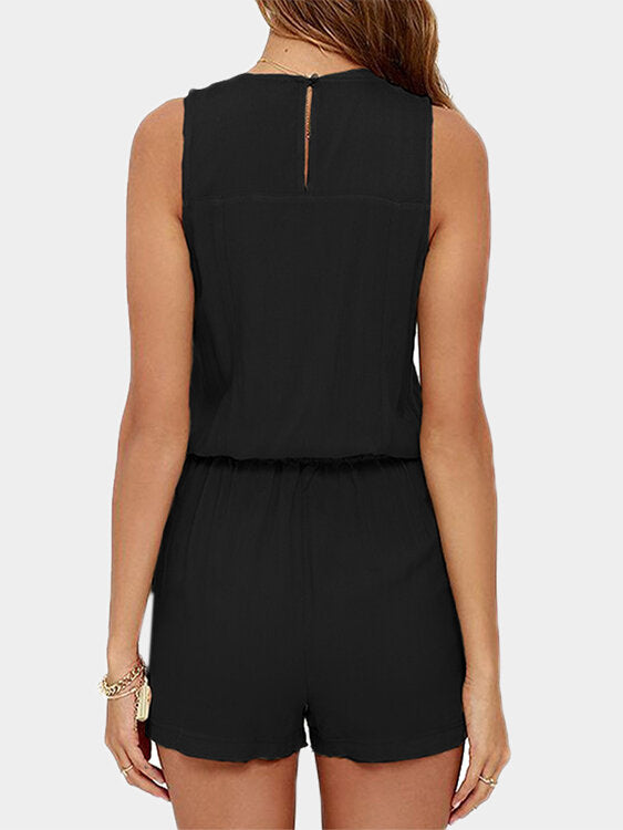 Sleeveless Drawstring Solid Women's Jumpsuits