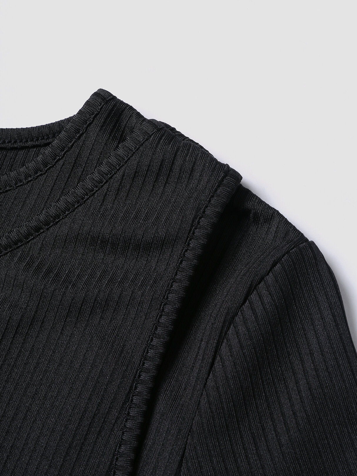 Solid Asymmetrical Cut Out Crew Neck Crop Top
