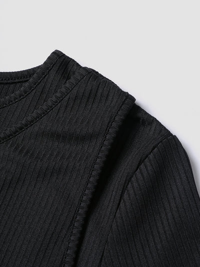 Solid Asymmetrical Cut Out Crew Neck Crop Top