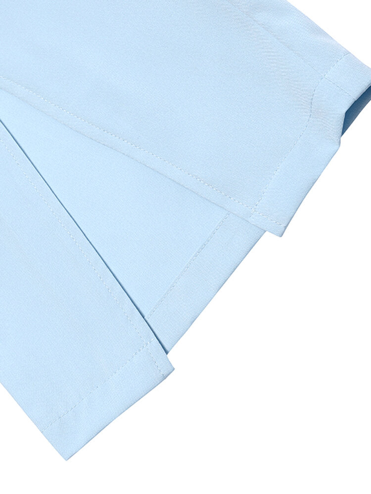 Solid Split Hem High Waist Pleats Full Length Pants