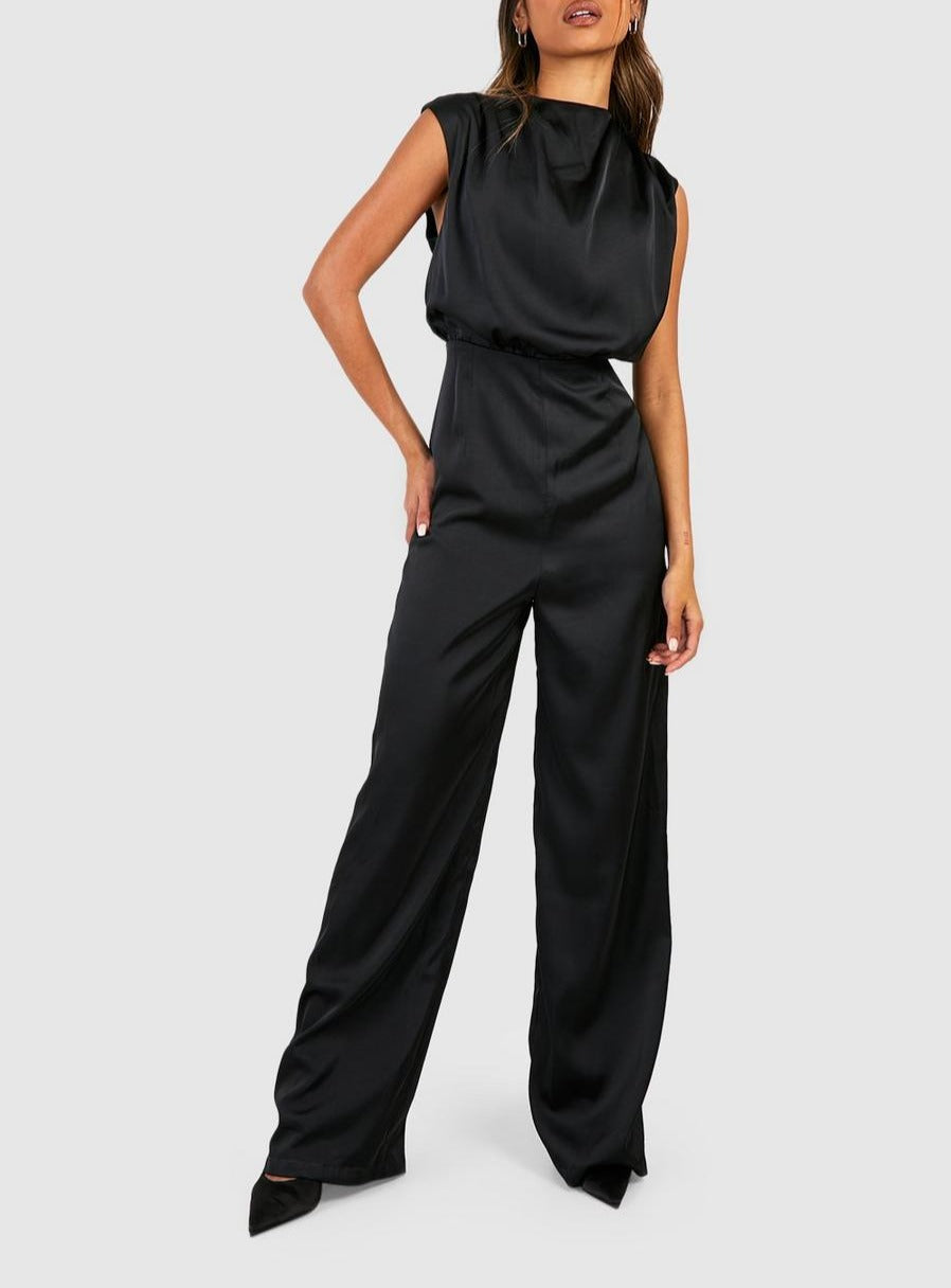Satin Wide Leg Jumpsuit For Women