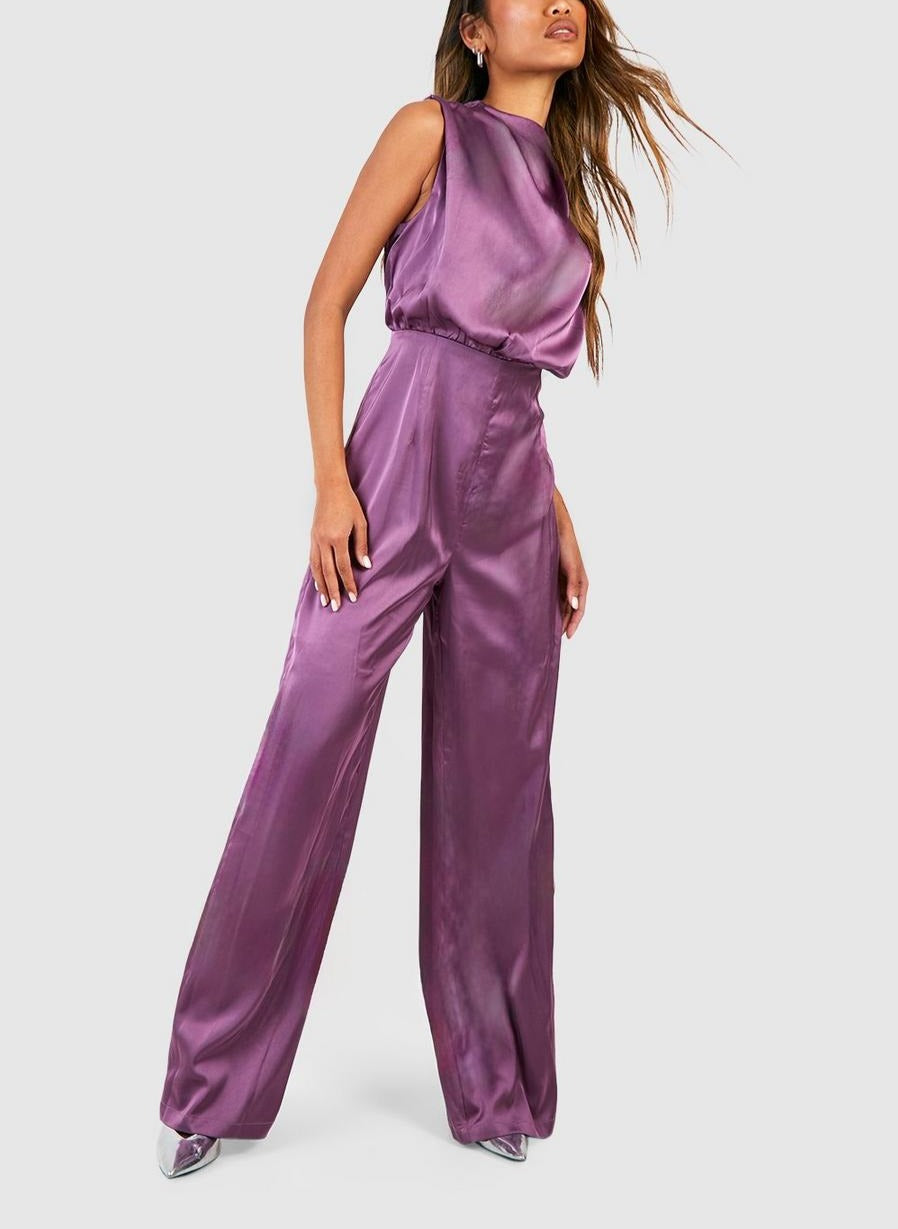 Satin Wide Leg Jumpsuit For Women