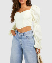Puff Sleeve Women Corset Blouse