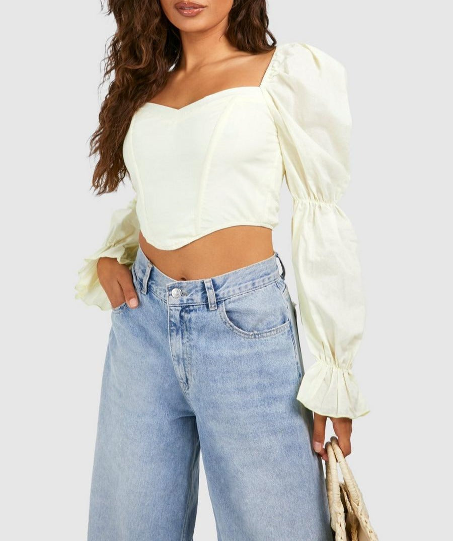 Puff Sleeve Women Corset Blouse