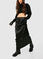 SATIN WOMEN MAXI SKIRT