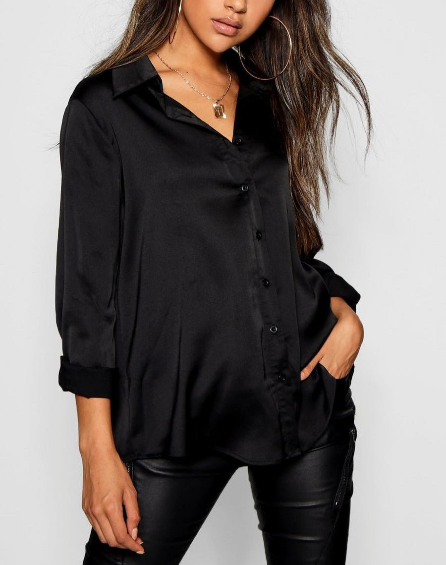 Satin Long Sleeve Women Shirt