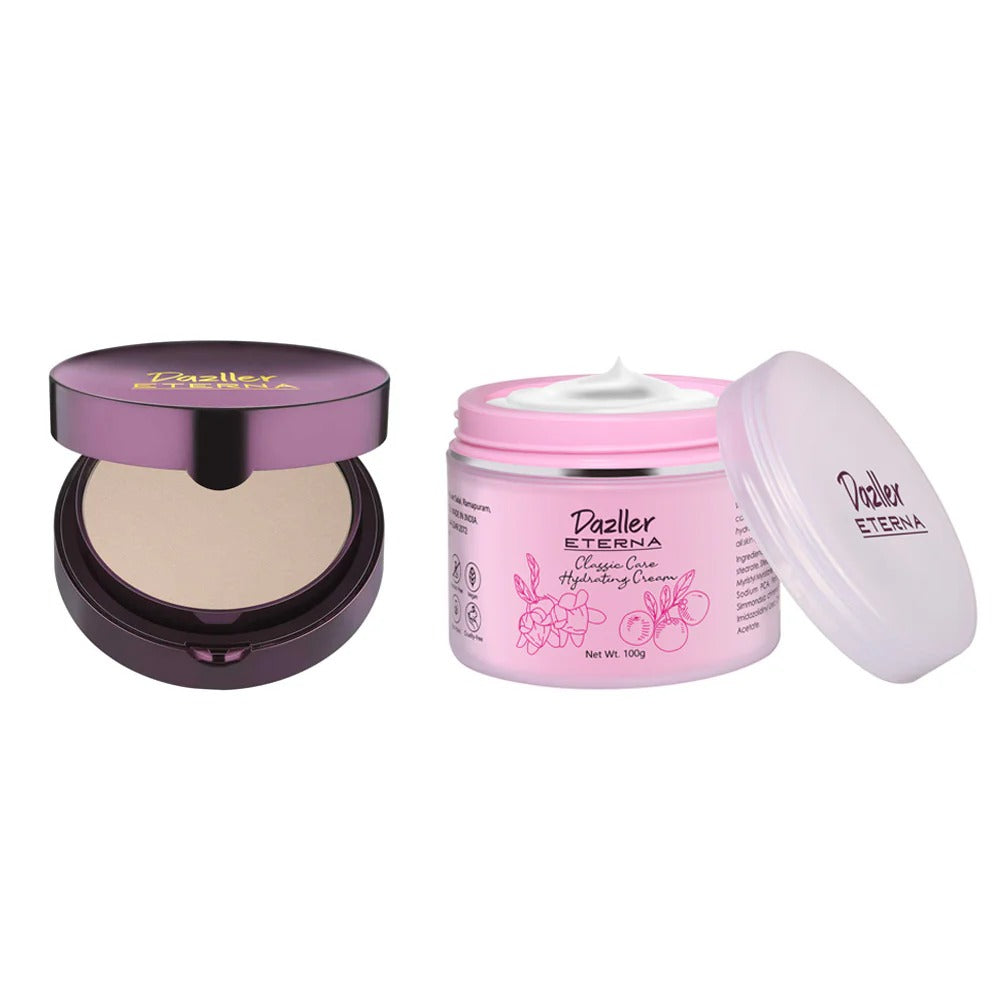 Dazller Eterna Combo Pack: Sheer Glow Compact Powder + Classic Care Hydrating Cream Fair - 1
