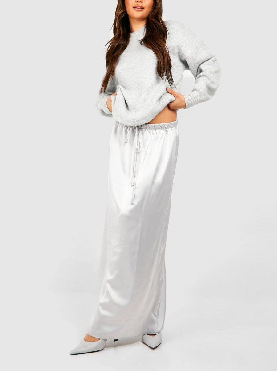 SATIN WOMEN MAXI SKIRT