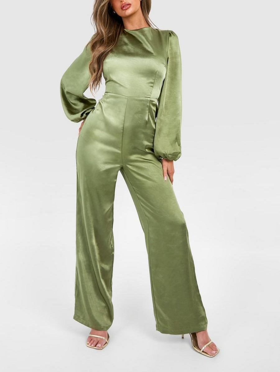 BRIDESMAID SATIN SLEEVE JUMPSUIT