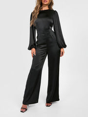 BRIDESMAID SATIN SLEEVE JUMPSUIT