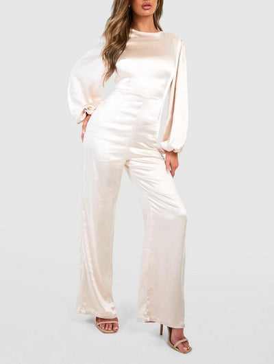 BRIDESMAID SATIN SLEEVE JUMPSUIT