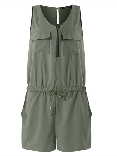 Sleeveless Drawstring Solid Women's Jumpsuits