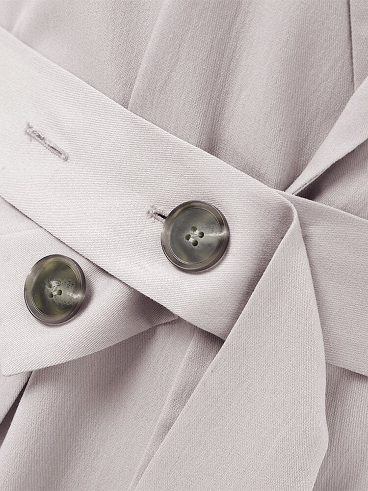 Tie Solid Color Side Pocket Half Sleeve Casual Blazer