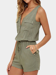 Sleeveless Drawstring Solid Women's Jumpsuits