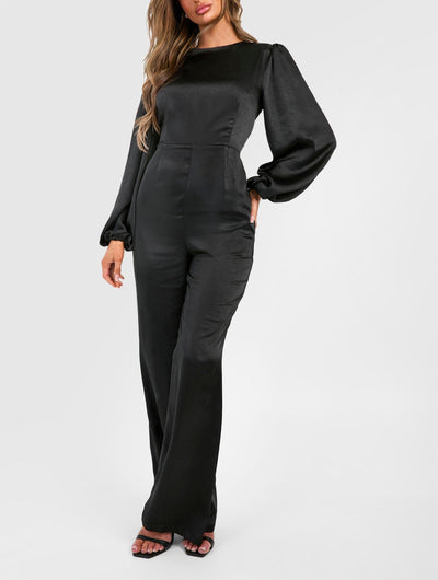 BRIDESMAID SATIN SLEEVE JUMPSUIT