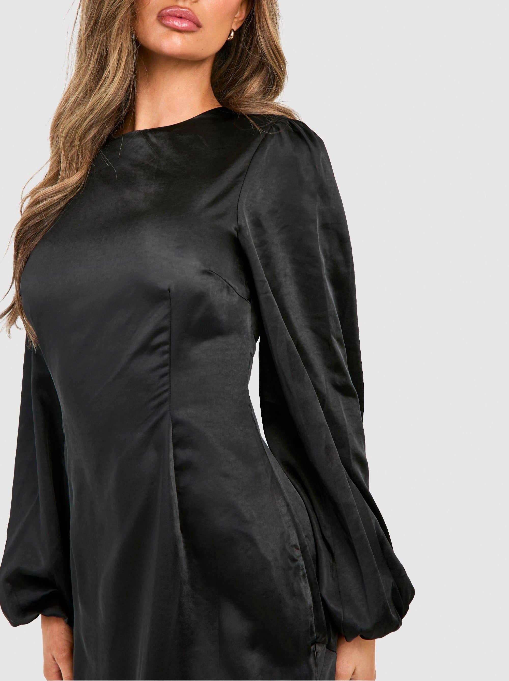 Bridesmaid Satin Blouson Sleeve Maxi Dress For Women