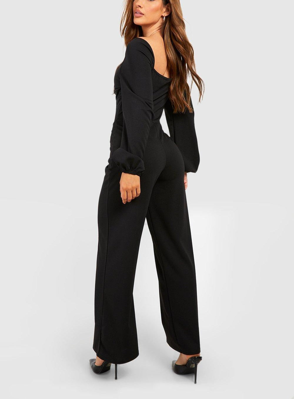 DRAPE COWL NECK WIDE LEG WOMEN JUMPSUIT