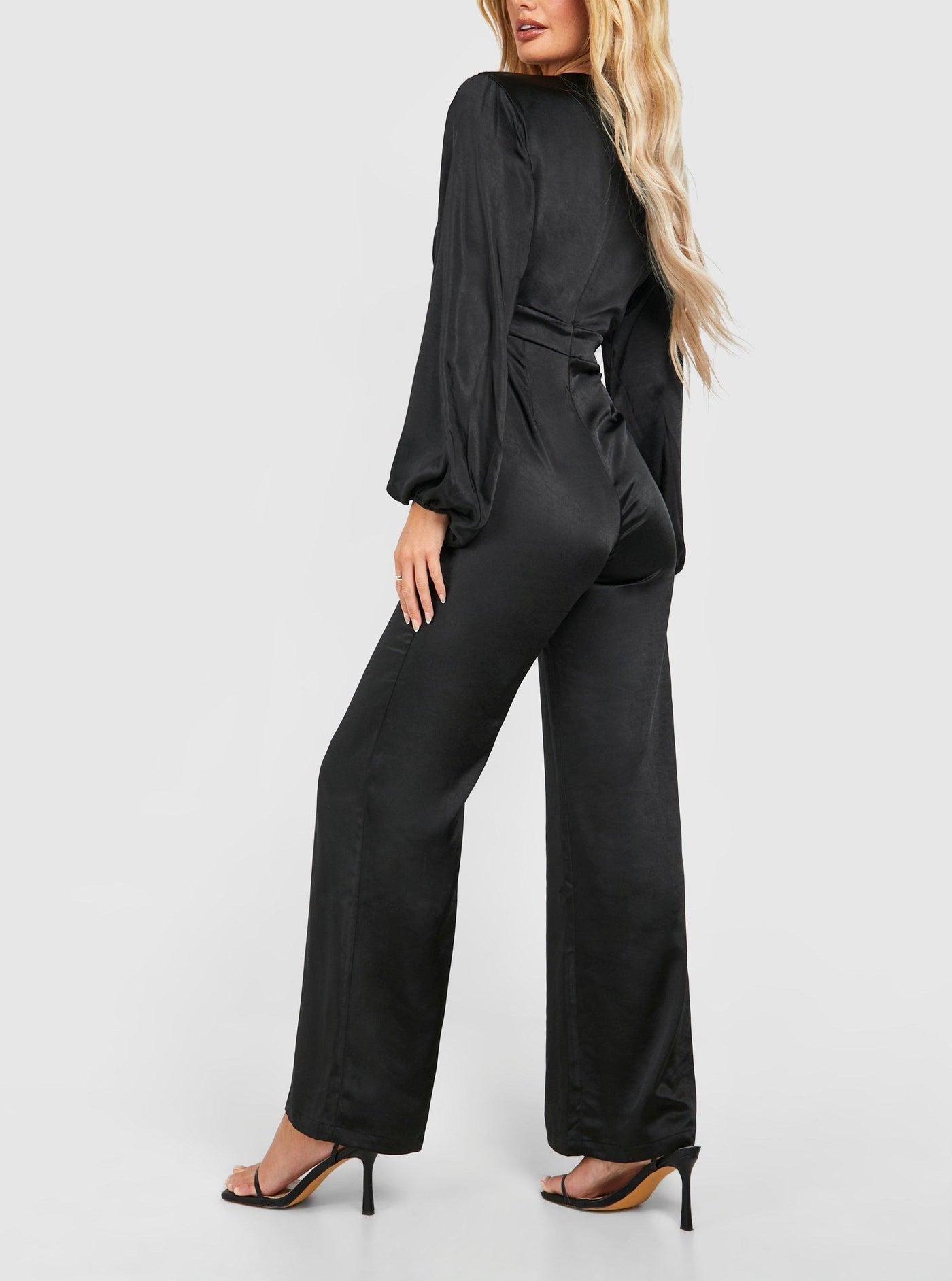 SATIN WOMEN'S PUFF SLEEVE JUMPSUIT