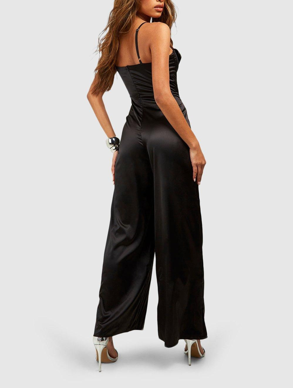 Satin Corset Wide Leg Jumpsuit For Women