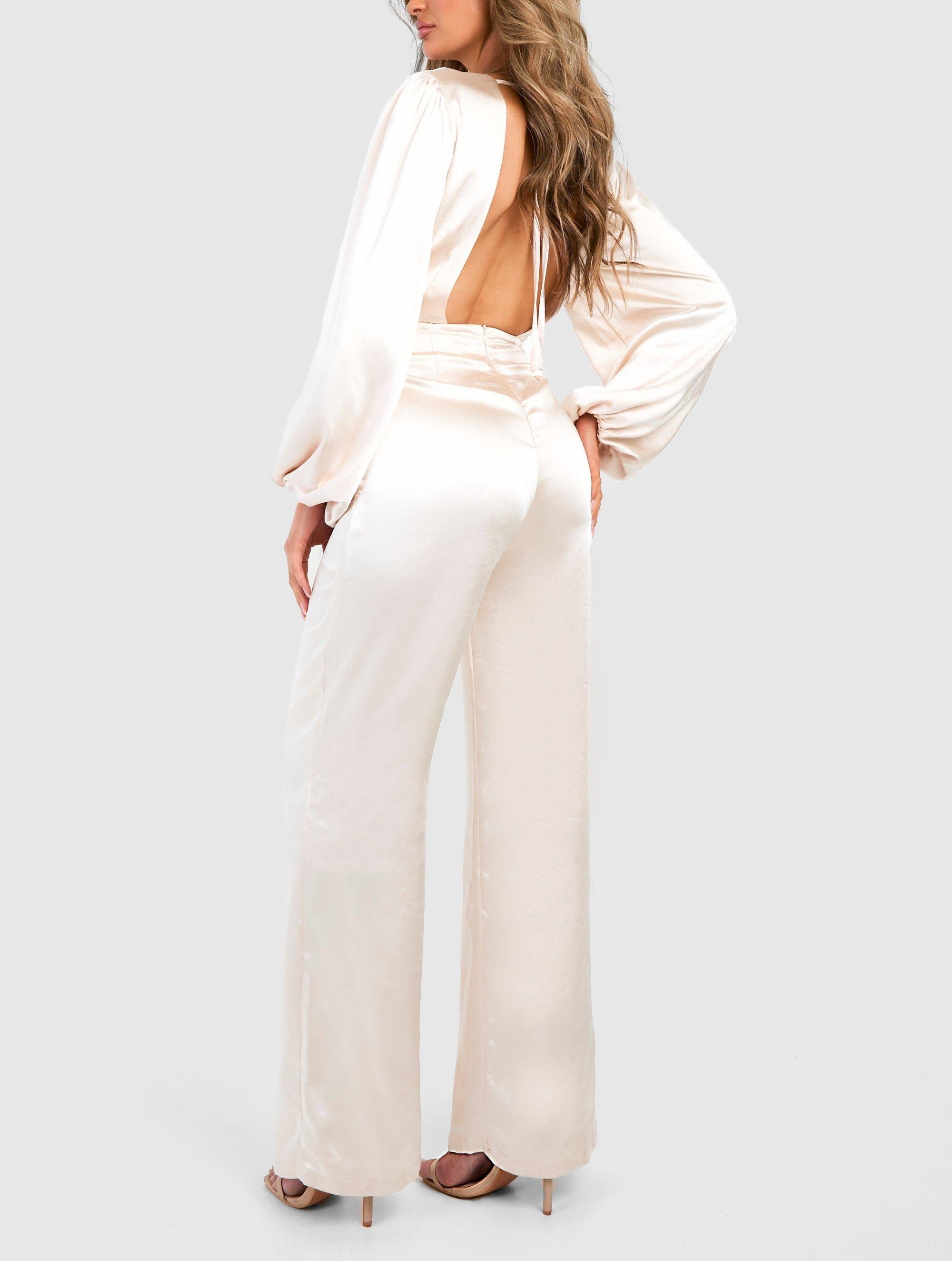 BRIDESMAID SATIN SLEEVE JUMPSUIT